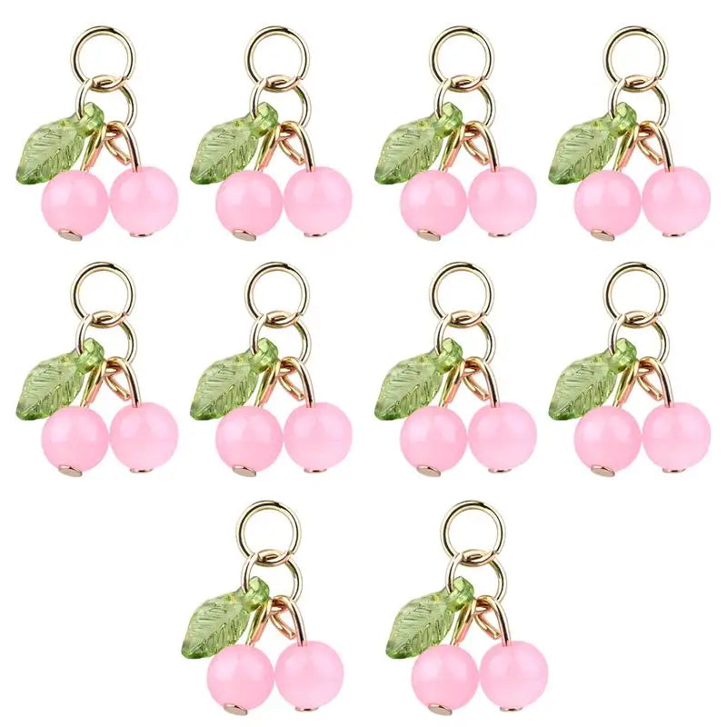 10Pcs/lot Fashion Delicious Red Cherry Keychain Summer Fruit Cherries Pendant Keyring For Women Men Jewelry Bag Accessories Gift