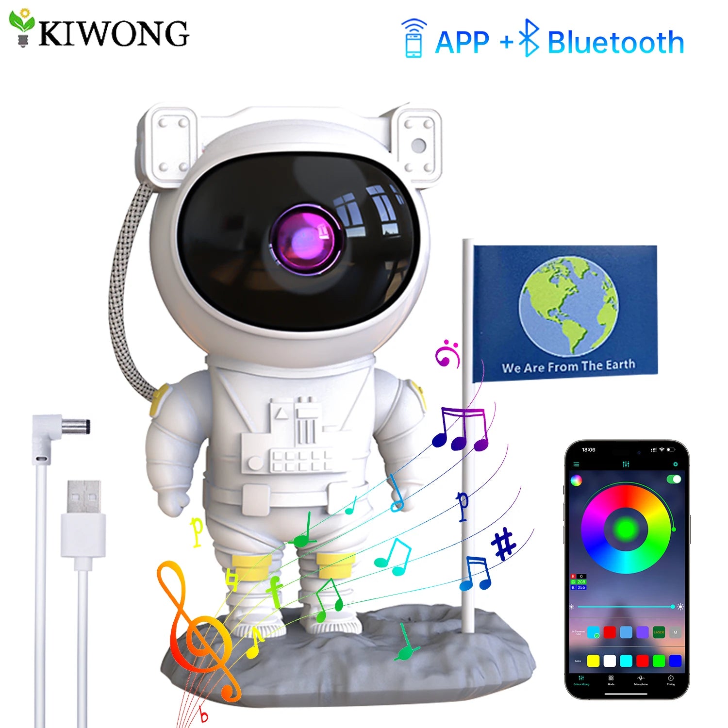 Galaxy Astronaut Projector with Bluetooth Music Speaker App Control Timer Nebula Star Space Projector Night Light for Kids Gift