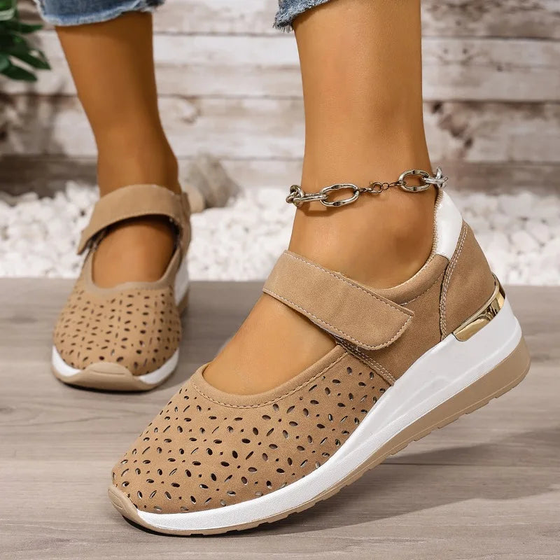 Hollow-out and Breathable Wrapped-head Single Shoes Women's New Summer Round-toe Shallow-mouth Platform Flat-sole Low-top Shoes