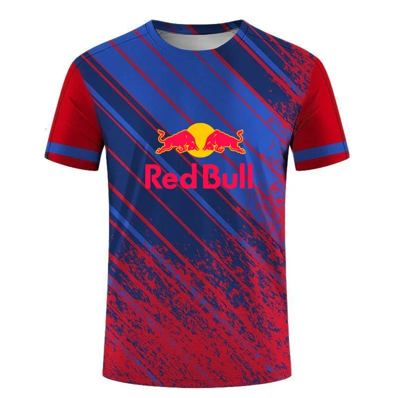 Men's Red Bull logo Badminton Tennis Series 3D Harajuku Print And Women's Sports leisure Loose Short Sleeve Round Neck T shirt