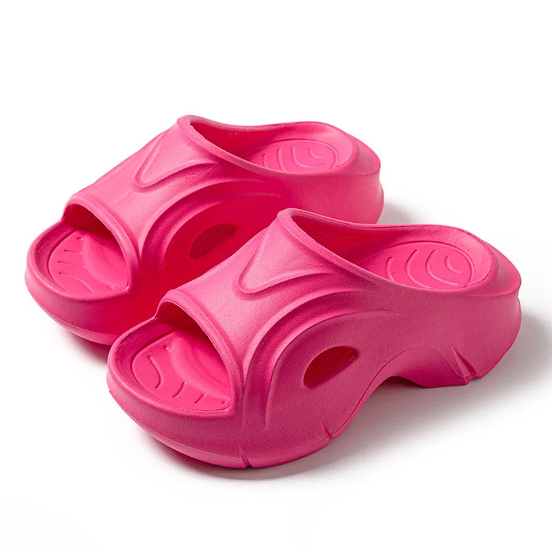 Women's Open-Toe Slides - Deep Tread Non-Slip Sole & Ergonomic Contour, Durable Indoor/Outdoor House Slippers
