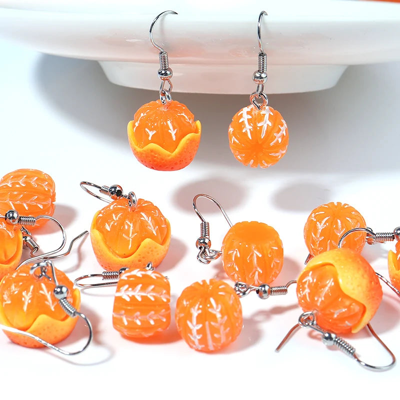 Emulational Tangerine Earring Set For Women Summer Fruit Jewelry Accessories Earrings Keychain Diy Jewelry Making Supplies