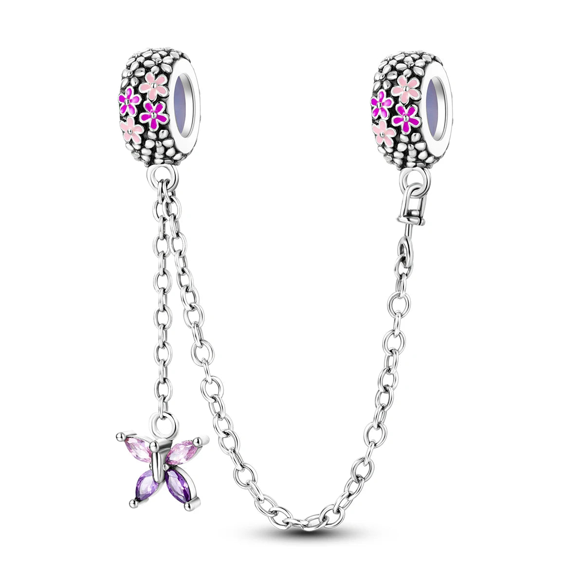 S925 Silver Plated Star Moon Safety Chain Charms Beads Fit Original Bracelet Fine DIY Birthday Jewelry