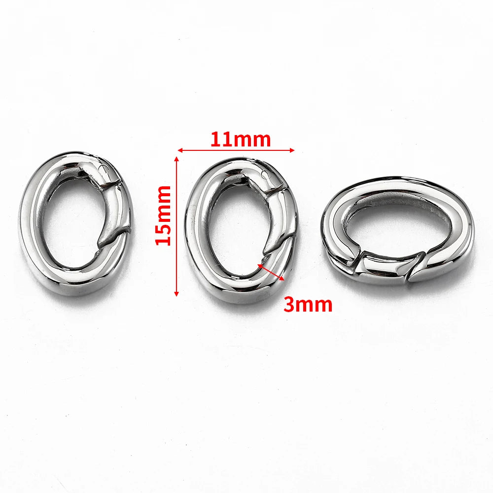 2pcs/1pc Stainless Steel Spring Lobster Clasp Oval Connector for Keychain Keyring Polishing Ring Carabiner Jewelry Making DIY
