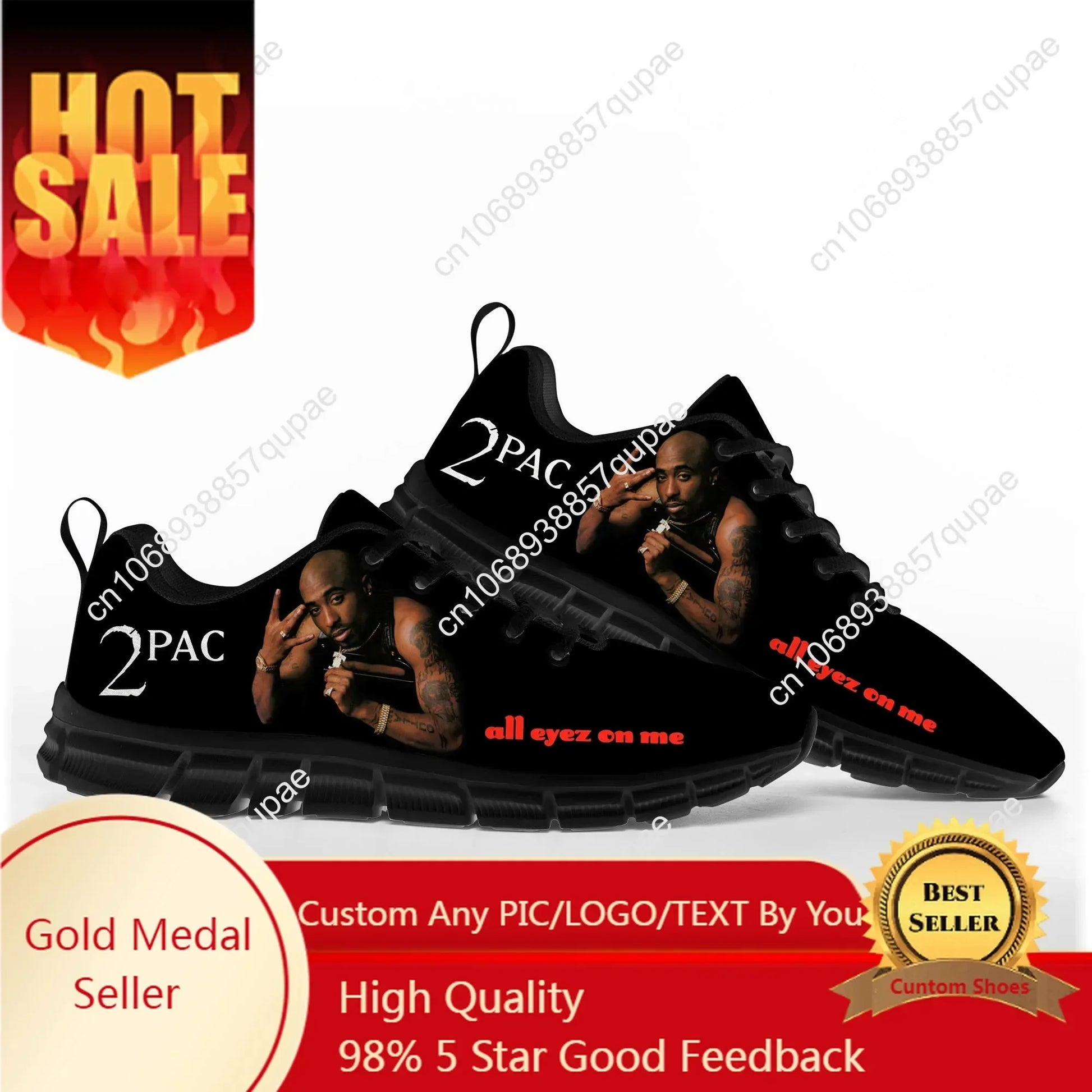 Rap 2Pac Tupac Sports Shoes Mens Womens Teenager Kids Children Sneakers All Eyez on Me Casual Custom High Quality Couple Shoes