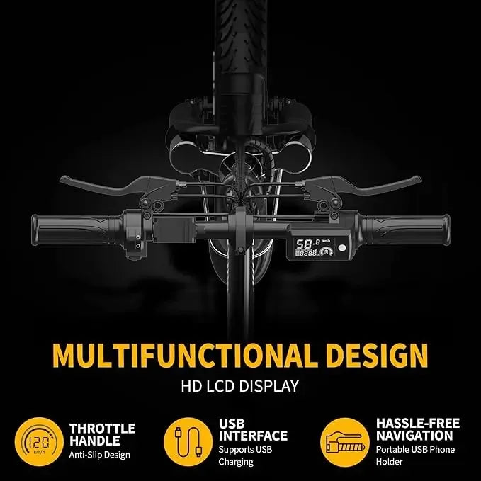 400W Motor 22MPH Max Speed, 14” Tire, 48V 15AH Removable Battery for Electric Bike, Multi-Shock Absorption, City Commuter