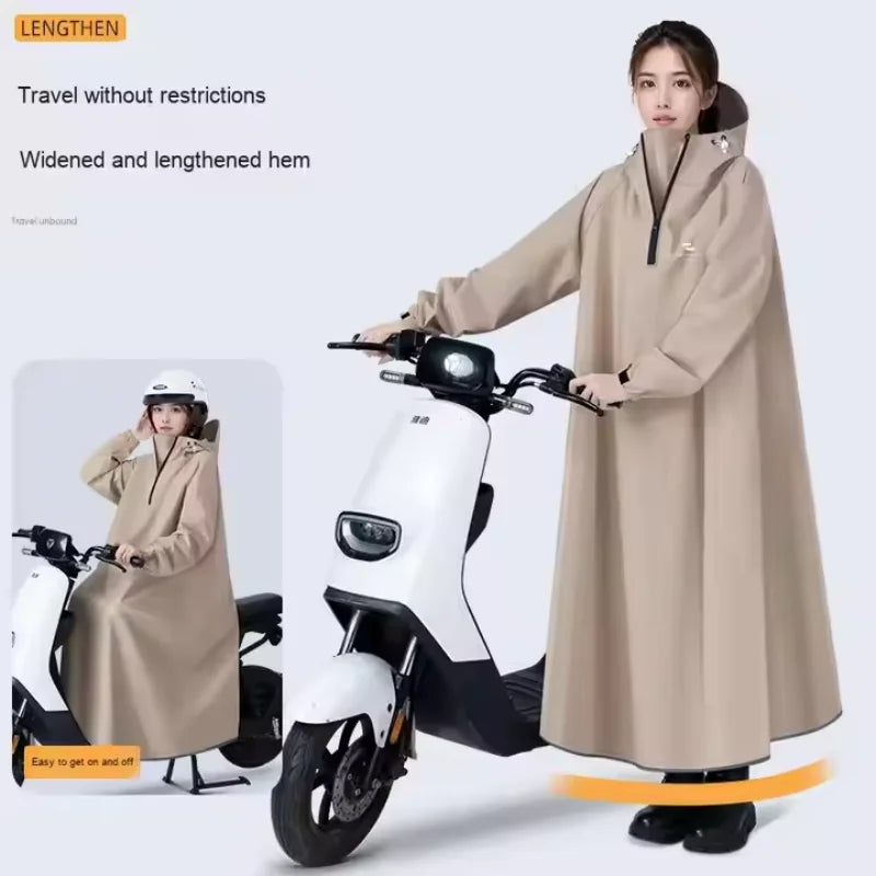 One-piece Long Motorcycle Raincoat Oxford Cloth Cycling Waterproof Poncho Unisex Electric Bicycle Outdoor Rain Wear