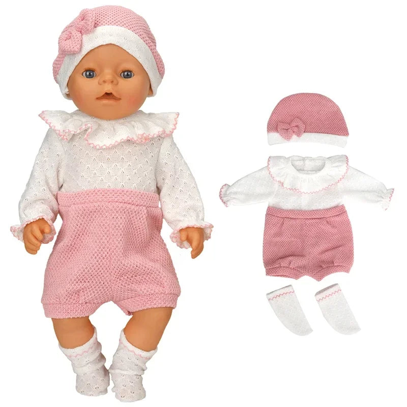 Reborn Baby Doll Clothes 40 cm Hat Set For Baby Dolls Rompers Toys Outwear Children Girl Gifts