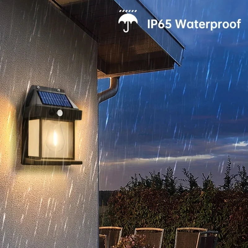 Outdoor Solar Tungsten Wall Light with Motion Sensor IP65 Waterproof LED Safety Light for Patio Outdoor Deck Porch Barn Garage