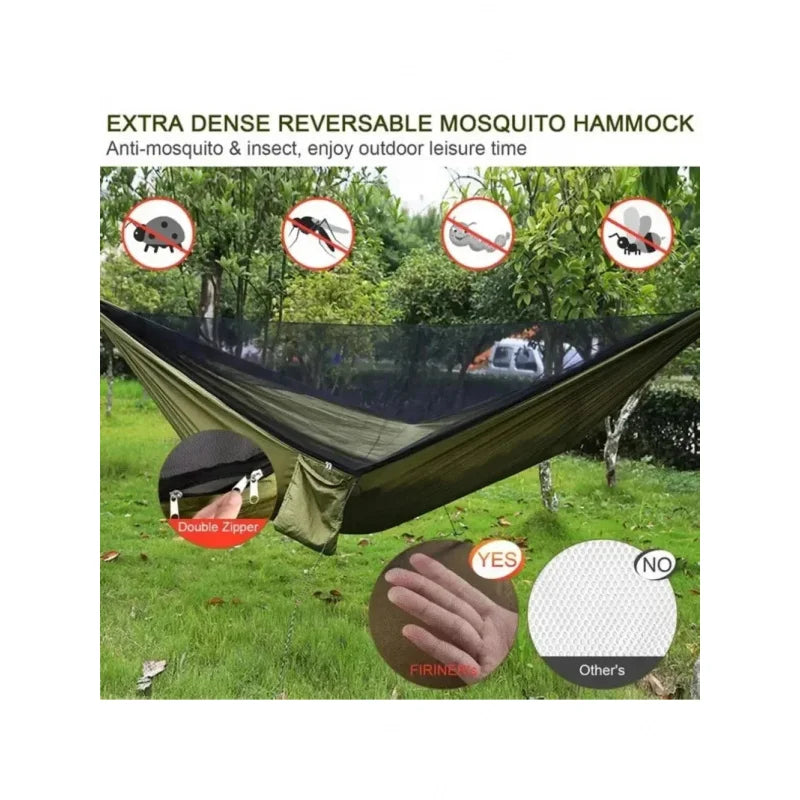 Outdoor Camping Hammock With Mosquito Net Lightweight Hanging Hammocks High Strength Parachute Fabric Hanging Bed Net 250x120cm