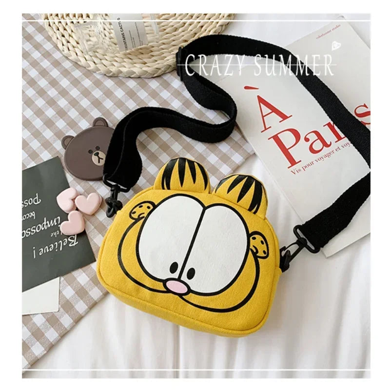 Anime Cartoon Garfield Kawaii Coin Purse Cosplay Crossbody Bag Canvas Cute High Capacity Shoulder Bags Christmas Gift Toy