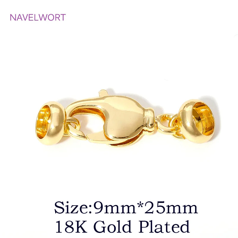 18K Gold Plated Brass Lobster Clasps Connector,Jewellery End Caps Fastener Clasp For DIY Bracelet Jewelry Making Accessories