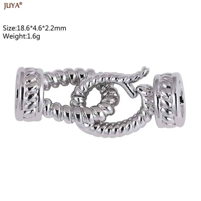 JUYA 18k Gold Silver Plated Copper Hooks Connectors Clasps Fastener For DIY Needlework Pearls Jewelry Making Accessories