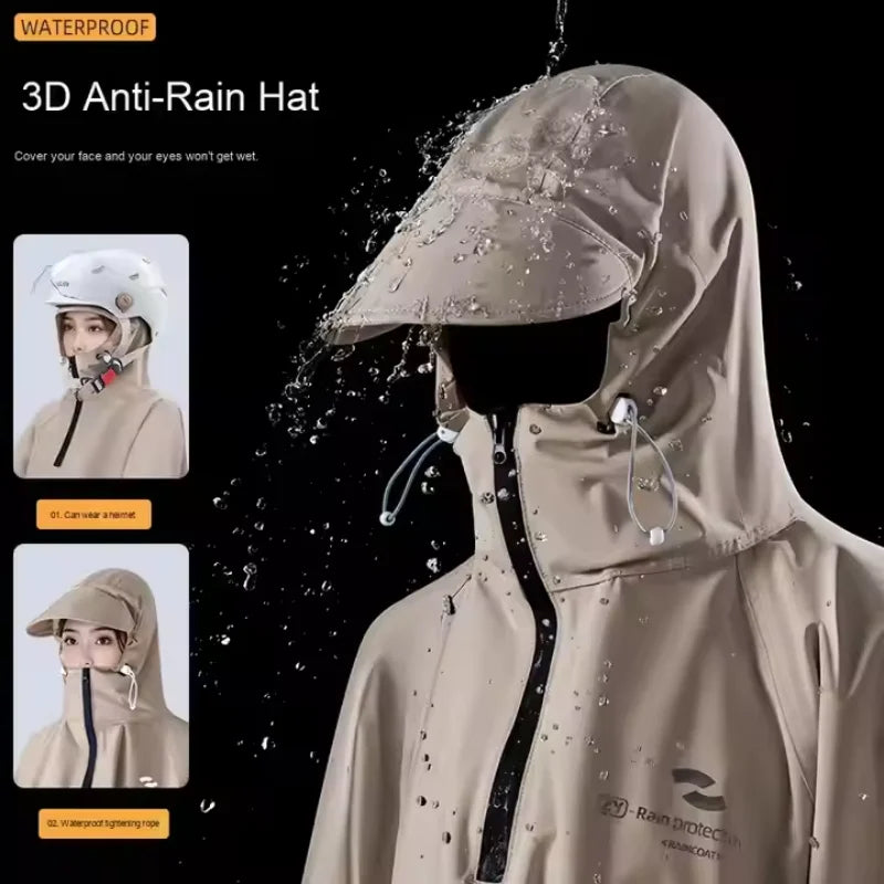 One-piece Long Motorcycle Raincoat Oxford Cloth Cycling Waterproof Poncho Unisex Electric Bicycle Outdoor Rain Wear