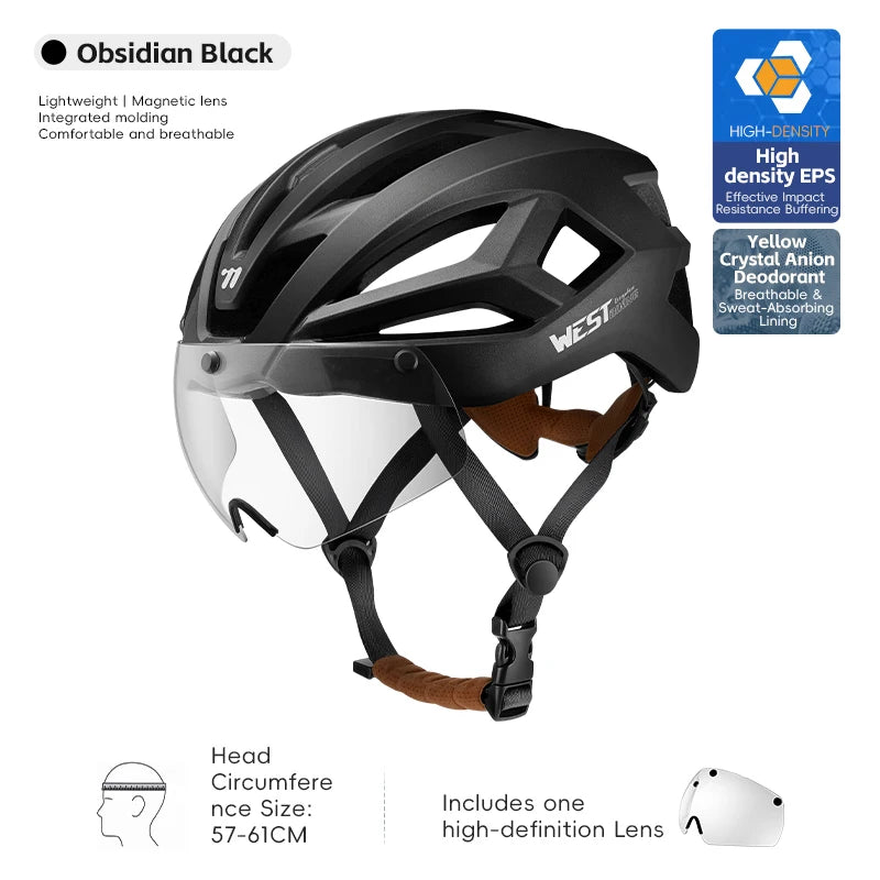 WEST BIKING Magnetic Goggles Bike Helmet Ultralight Aero Cycling Helmet Men Women Electric Scooter Motorcycle Bicycle Helmet