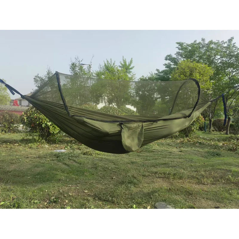 Outdoor Camping Hammock With Mosquito Net Lightweight Hanging Hammocks High Strength Parachute Fabric Hanging Bed Net 250x120cm