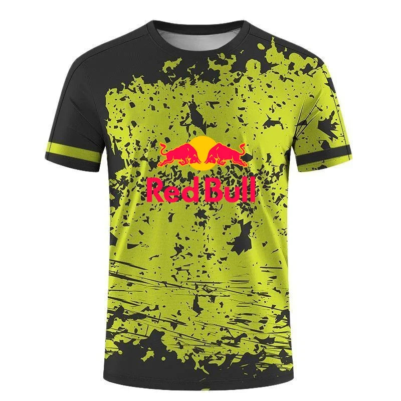 Men's Red Bull logo Badminton Tennis Series 3D Harajuku Print And Women's Sports leisure Loose Short Sleeve Round Neck T shirt