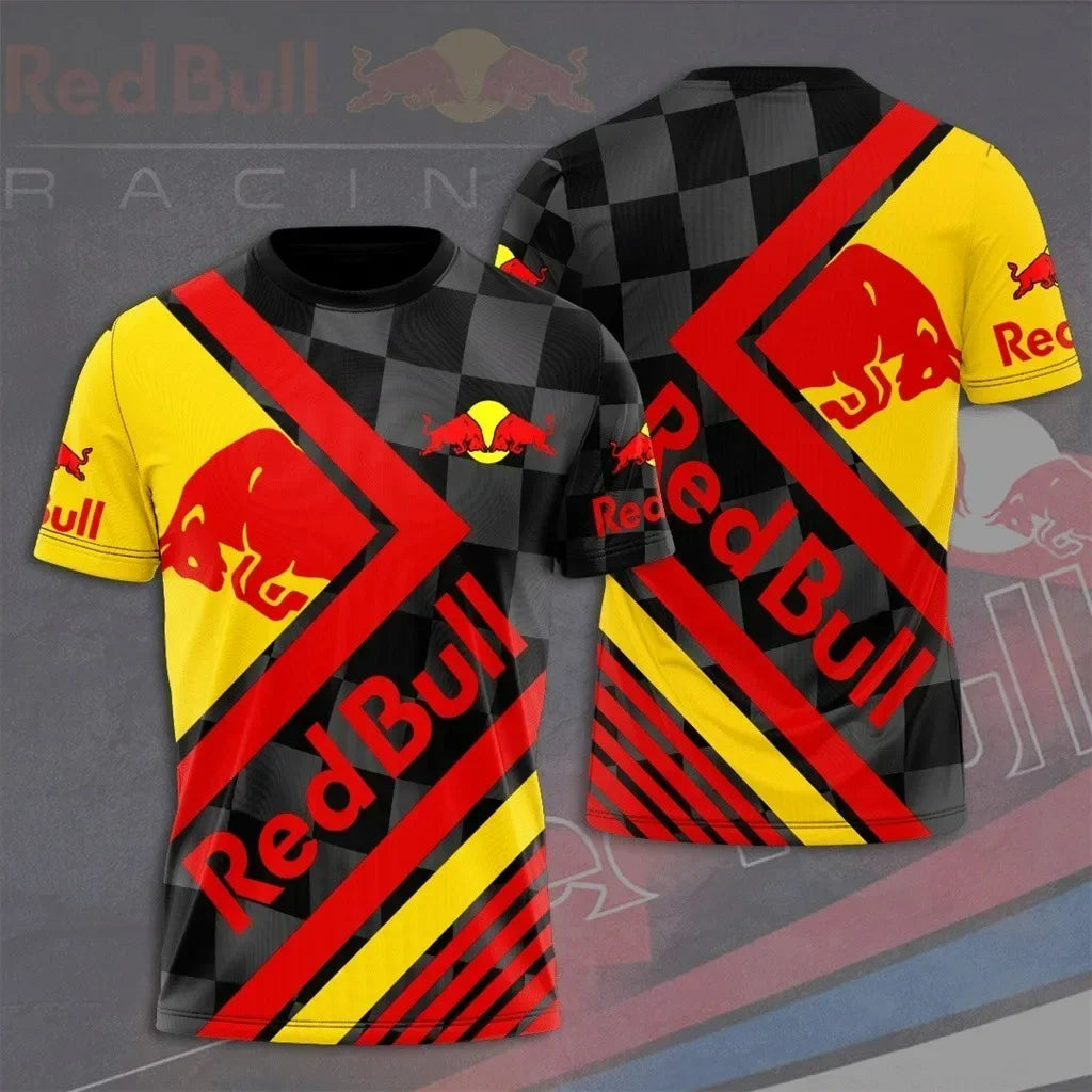 New T-shirt Luxury Brand Red Bull Racing Oversized Round Neck Top Red Bull Printed Men's T-shirt Sports Casual Large Size Top