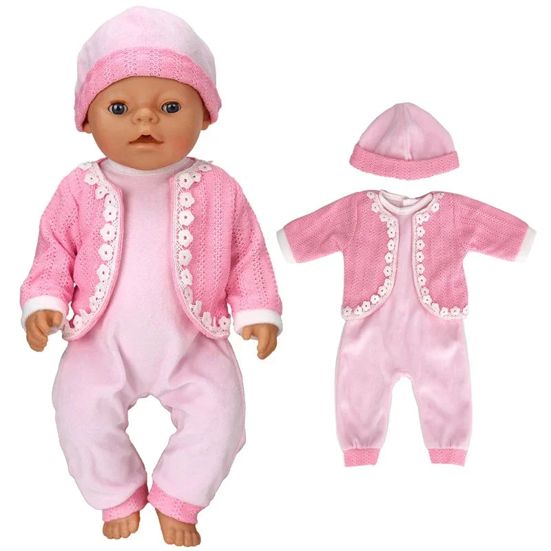 Reborn Baby Doll Clothes 40 cm Hat Set For Baby Dolls Rompers Toys Outwear Children Girl Gifts
