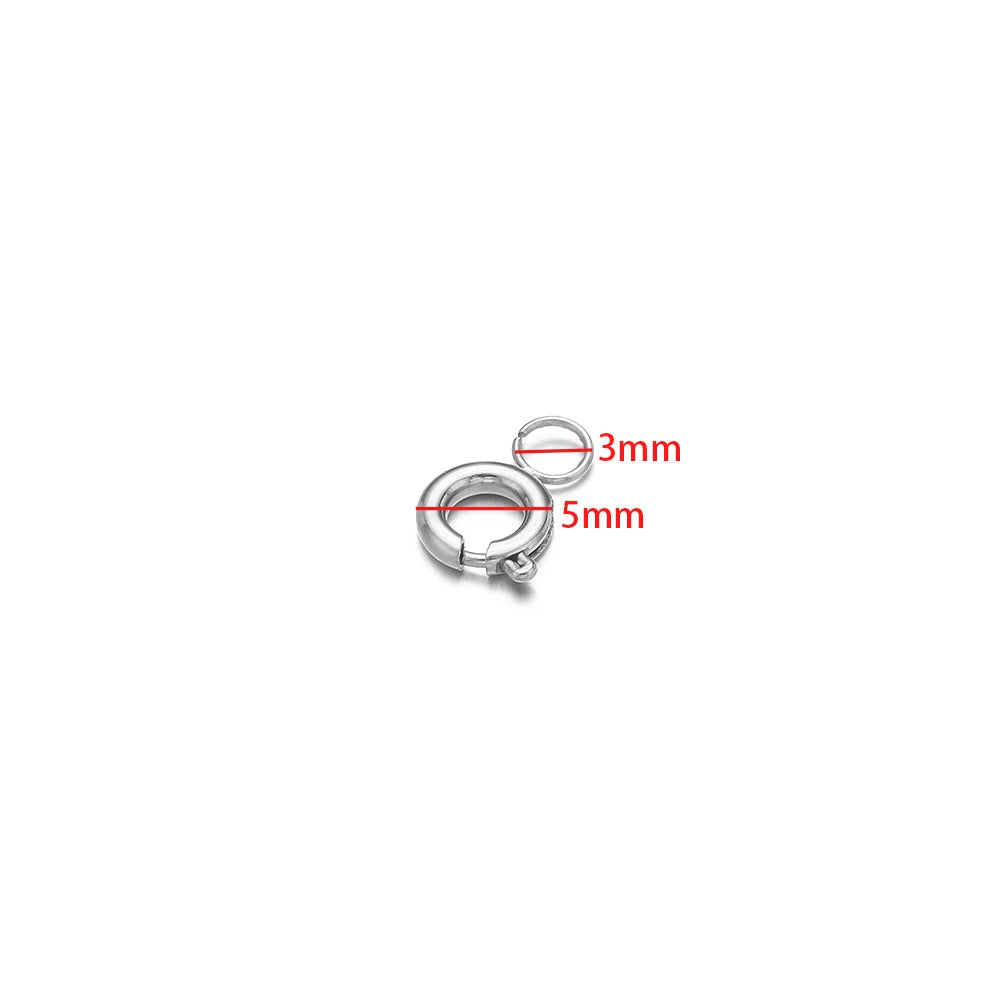 10pcs Stainless Steel Round Spring Ring Clasps Necklace Connectors for DIY Jewelry Bracelet Making Earrings Accessories 5-12mm