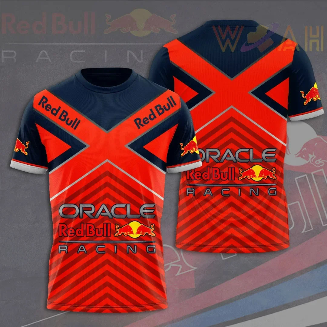New T-shirt Luxury Brand Red Bull Racing Oversized Round Neck Top Red Bull Printed Men's T-shirt Sports Casual Large Size Top