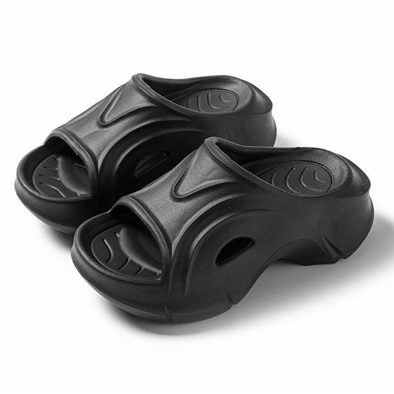 Women's Open-Toe Slides - Deep Tread Non-Slip Sole & Ergonomic Contour, Durable Indoor/Outdoor House Slippers