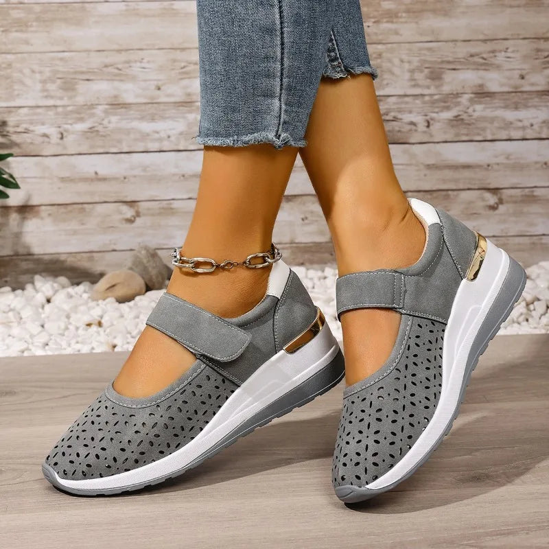 Hollow-out and Breathable Wrapped-head Single Shoes Women's New Summer Round-toe Shallow-mouth Platform Flat-sole Low-top Shoes