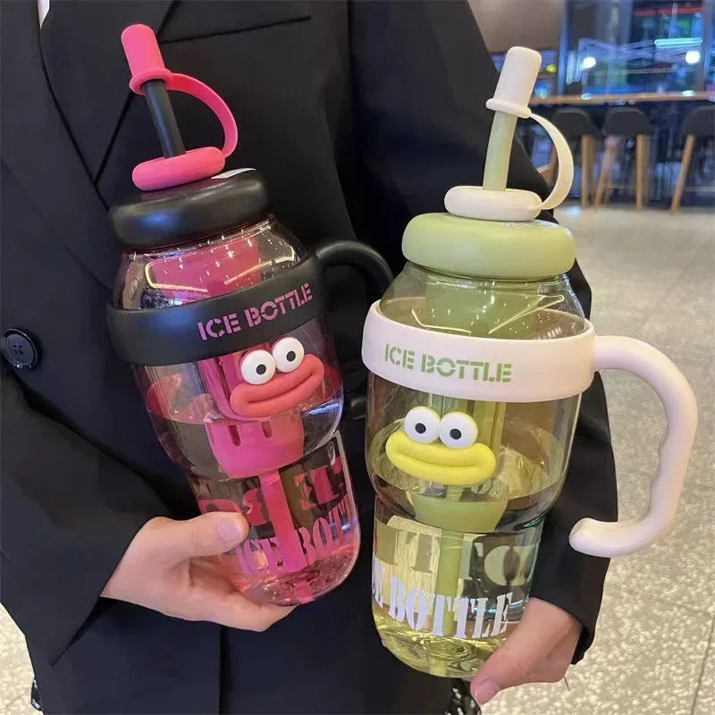 1100ML Sports Water Bottle Cute Aesthetic Large Capacity Water Cup for Women Summer Home Outdoor Portable Straw Cup