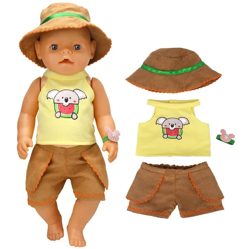 Reborn Baby Doll Clothes 40 cm Hat Set For Baby Dolls Rompers Toys Outwear Children Girl Gifts