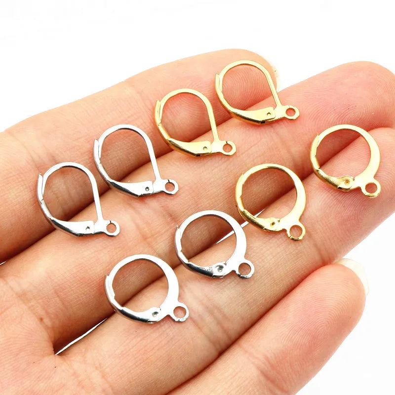 30pcs 14x12mm 15x10mm No Fade Stainless Steel French Lever Earring Hooks Clips DIY Earwire Earrings Jewelry Findings Accessories