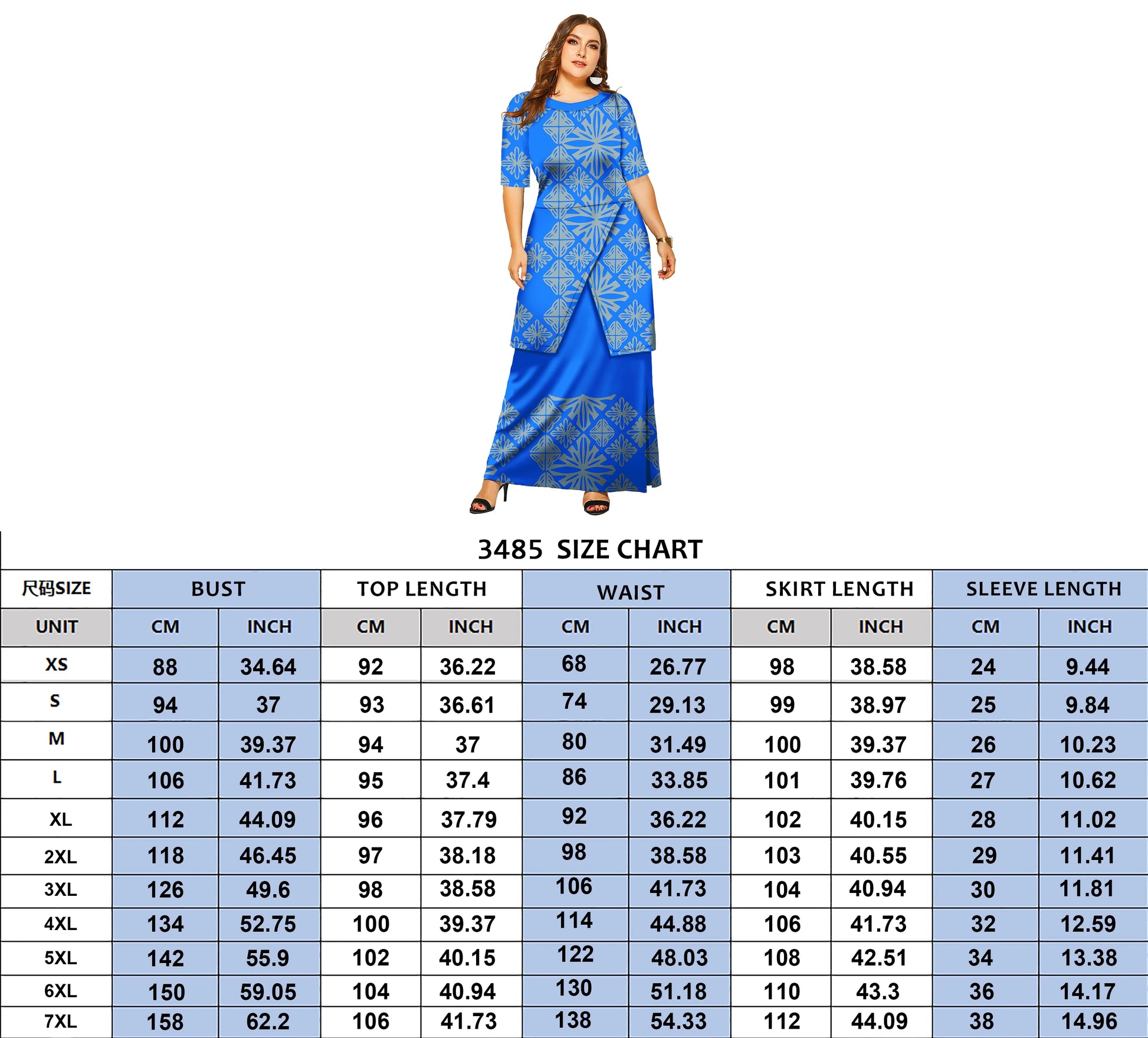 New Fashion Floral Sleeve Elegant Women Long Dress Pacific Island Hawaiian Beach Wear Puletasi Dresses