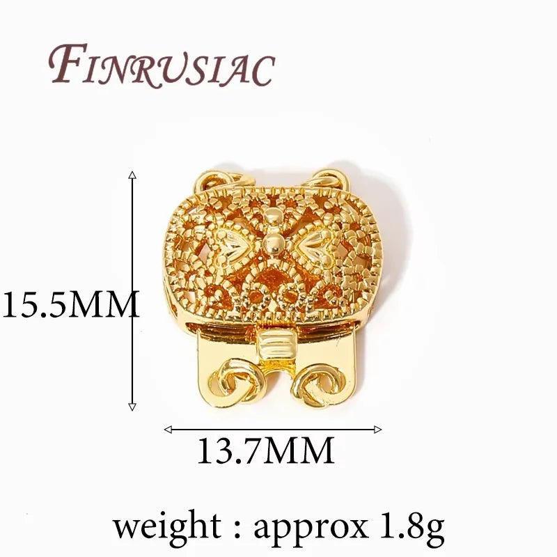 18K Gold Plated Brass with Zircon Connectors For Bracelets,Fasteners Clasps For Jewelry Making Supplies DIY Necklace Accessories