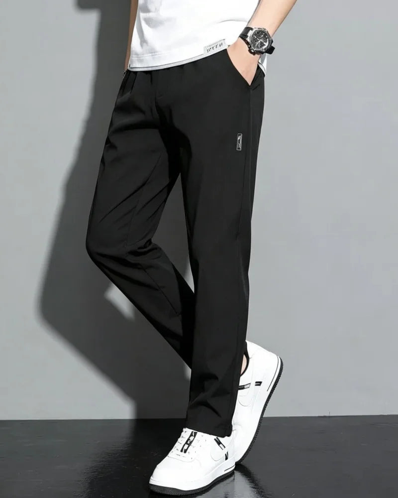 Korean Style Slim Fit Ice Silk Pants For Men Quick Dry Lightweight Business Casual Trousers