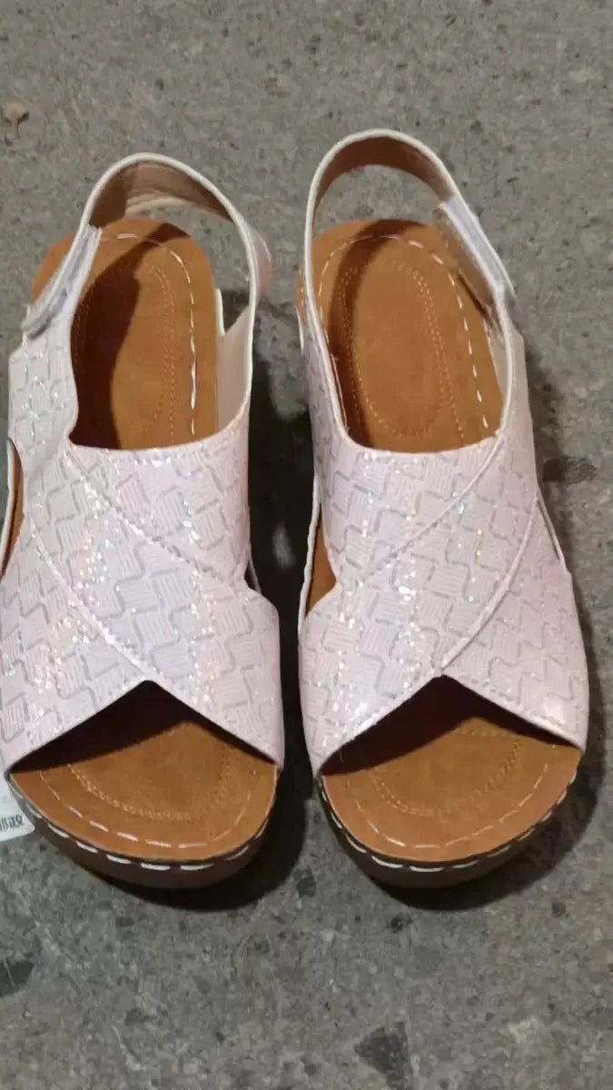 New Women's Contrast Color Wedge Sandals Summer Peep Toe Non Slip Beach Shoes Woman Comfortable Platform Roman Sandalias Mujer