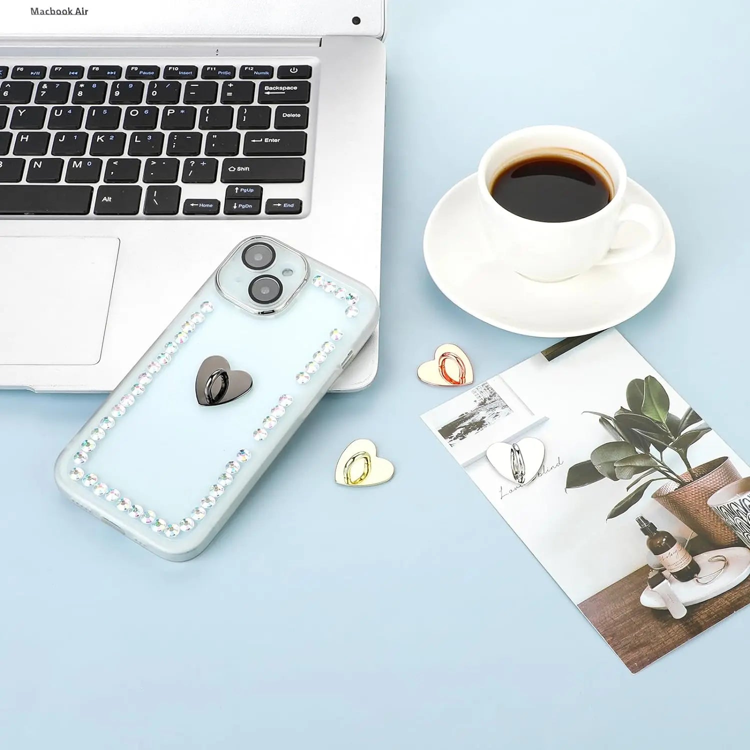 1/5PCS 2/2.4/2.5CM Cute Adhesive Metal Heart Sun Bow Phone Charm Holder Sticking Hooks Phone Case Finger Ring Buckle Accessory