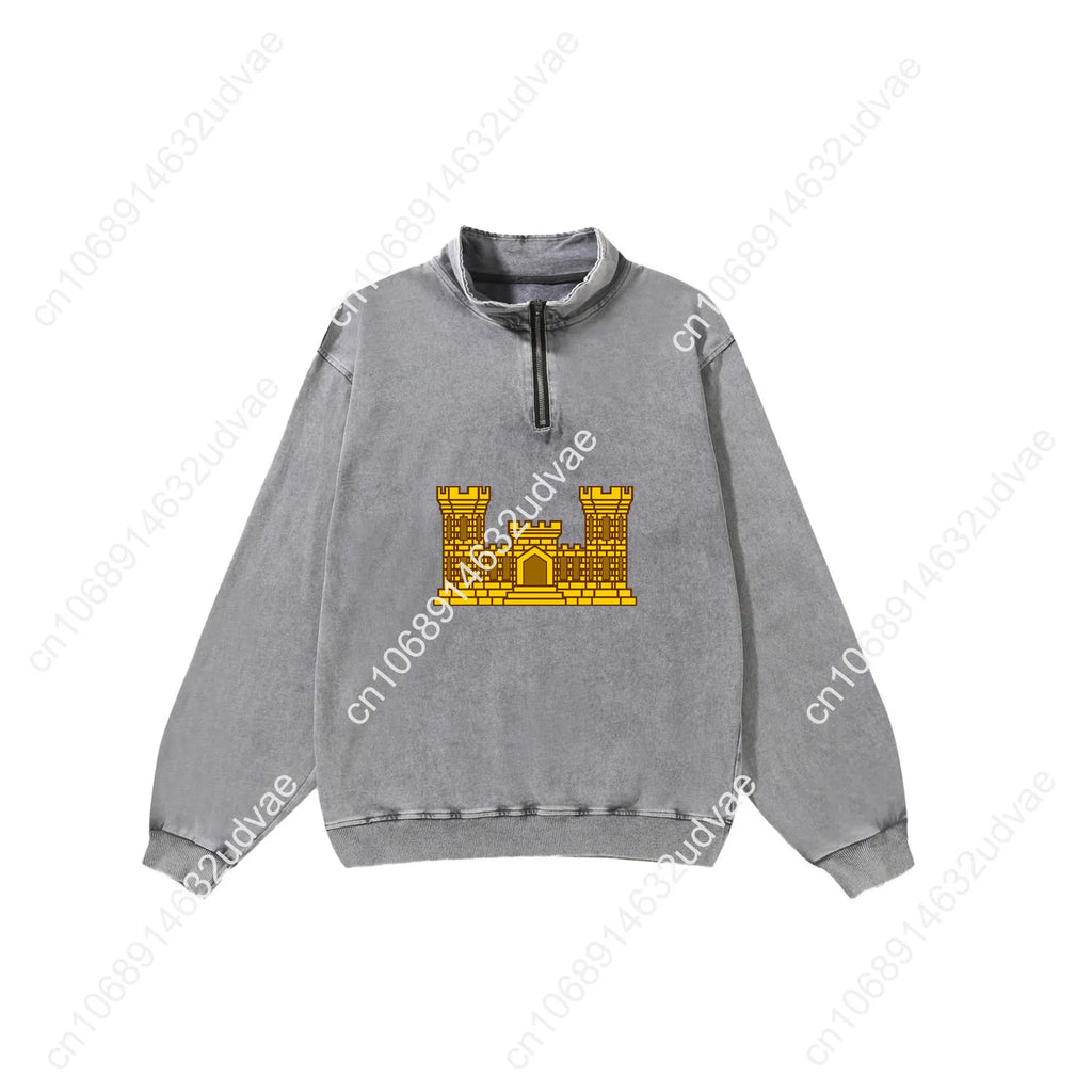 US Army Engineer Branch EN Retro Sweatshirt Man Woman Teenager Vintage Pullover Half Sweat Custom Made Tops Sleeved Tshirt