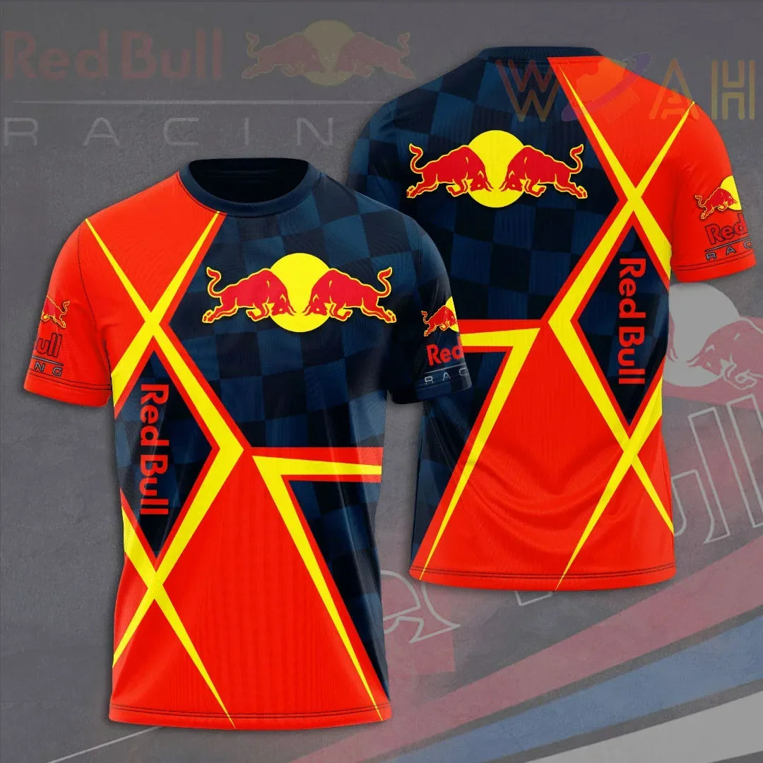 New T-shirt Luxury Brand Red Bull Racing Oversized Round Neck Top Red Bull Printed Men's T-shirt Sports Casual Large Size Top