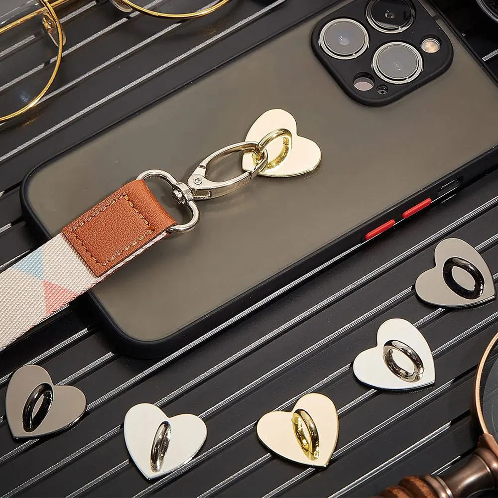 1/5PCS 2/2.4/2.5CM Cute Adhesive Metal Heart Sun Bow Phone Charm Holder Sticking Hooks Phone Case Finger Ring Buckle Accessory