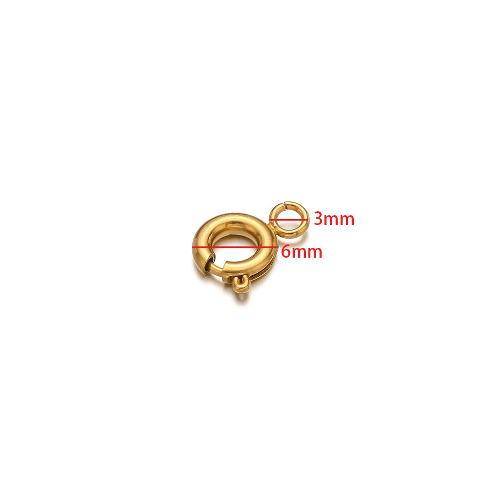 10pcs Stainless Steel Round Spring Ring Clasps Necklace Connectors for DIY Jewelry Bracelet Making Earrings Accessories 5-12mm