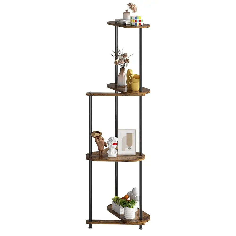 4 Tier Corner Shelf Stand, Freestanding Corner Shelf Unit, Display Corner Table With Shelf, Tall Storage Organizer Ra For