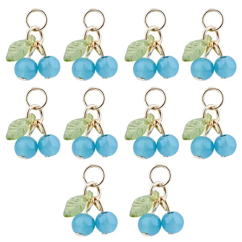 10Pcs/lot Fashion Delicious Red Cherry Keychain Summer Fruit Cherries Pendant Keyring For Women Men Jewelry Bag Accessories Gift