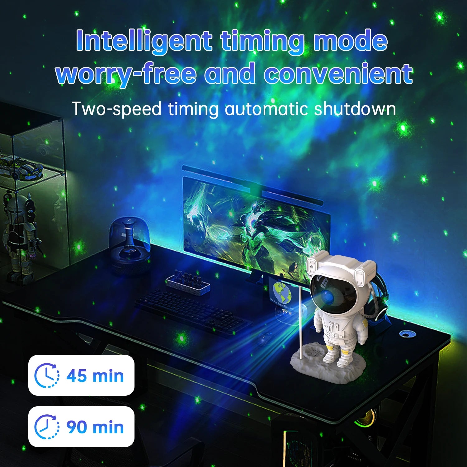 Galaxy Astronaut Projector with Bluetooth Music Speaker App Control Timer Nebula Star Space Projector Night Light for Kids Gift