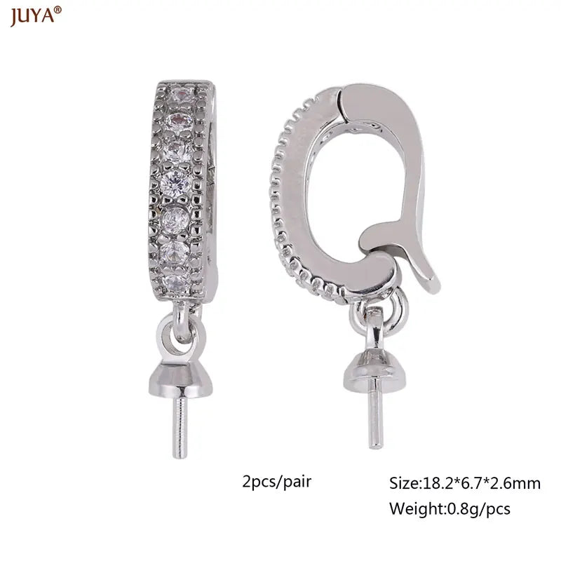 JUYA 18k Gold Silver Plated Copper Hooks Connectors Clasps Fastener For DIY Needlework Pearls Jewelry Making Accessories