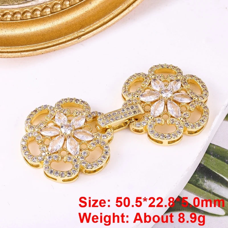 Juya 18K Gold Silver Plated Decorative Connector Fastener Hooks Lock Clasps For DIY Women Crystals Gems Pearls Jewelry Making