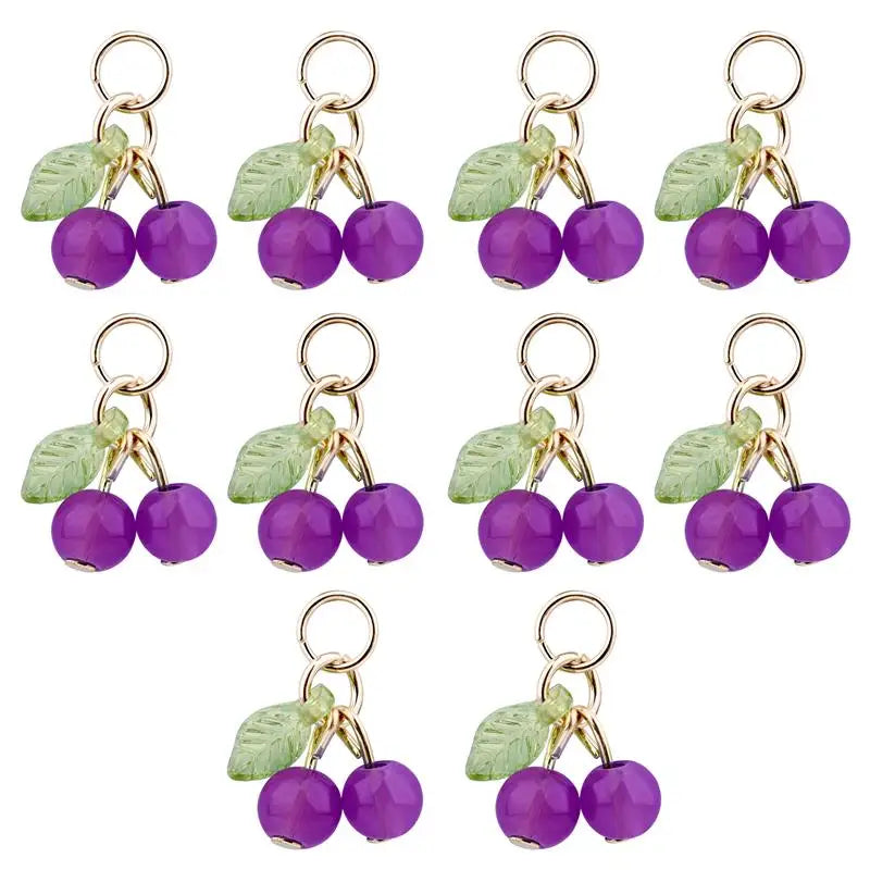 10Pcs/lot Fashion Delicious Red Cherry Keychain Summer Fruit Cherries Pendant Keyring For Women Men Jewelry Bag Accessories Gift