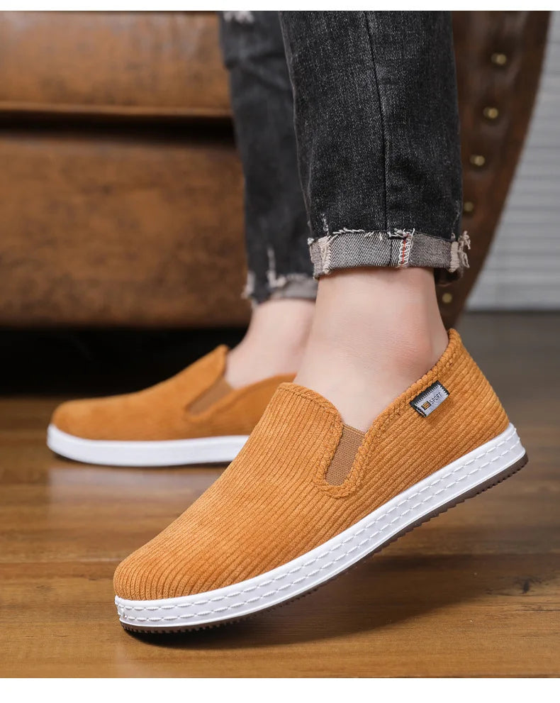 Old Beijing cloth shoes men spring and summer foot slip-off soft sole casual shoes work black cloth shoes men