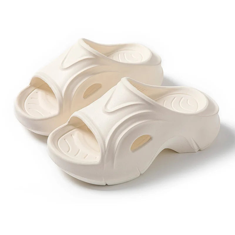 Women's Open-Toe Slides - Deep Tread Non-Slip Sole & Ergonomic Contour, Durable Indoor/Outdoor House Slippers