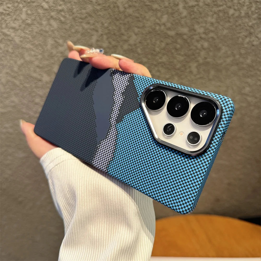 Luxury Colorful Kevlar Carbon Fiber Magnetic Phone Case For Samsung S24 S25 Ultra S23 Plus For Magsafe Wireless Charging Cover