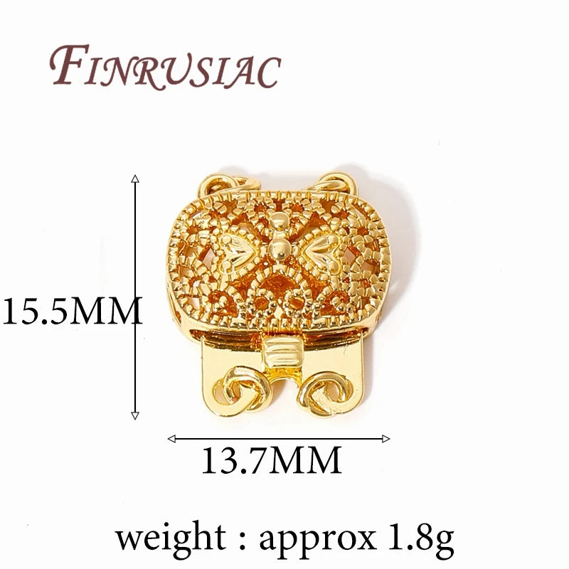 18K Gold Plated Brass with Zircon Connectors For Bracelets,Fasteners Clasps For Jewelry Making Supplies DIY Necklace Accessories