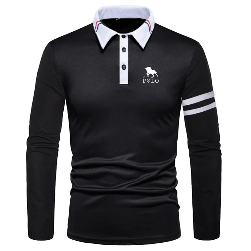 Brand new 2025 Men's Fashion Business Leisure Men's Clothing Men's Long Sleeve Polo Shirt